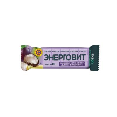 Энерговит с кокосом, черносливом, дыней и витамином С БАД плитка 40г №1