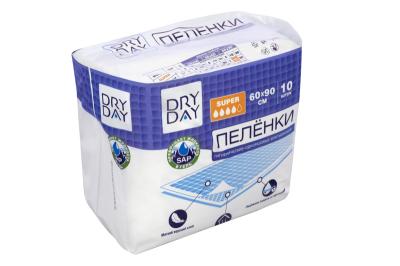 Пеленки гигиенические одноразовые впитывающие DRY DAY Super 60см х 90см упаковка №10