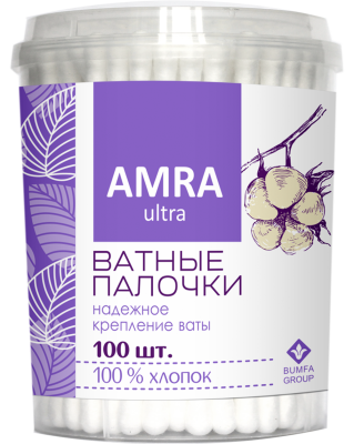 Палочки ватные  Amra Цилиндр твердая упаковка №100