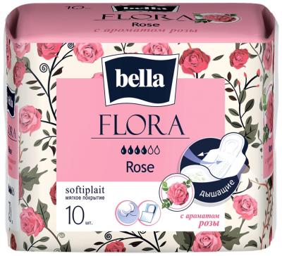 Bella Flora Прокладки женские гигиенические впитывающие Rose с ароматом розы упаковка №10