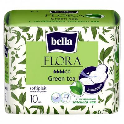 Bella Flora Прокладки женские гигиенические впитывающие Green tee с экстрактом зеленого чая упаковка №10