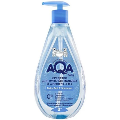 AQA baby Средство для купания и шампунь 2в1  0 мес.+ 250мл флакон №1
